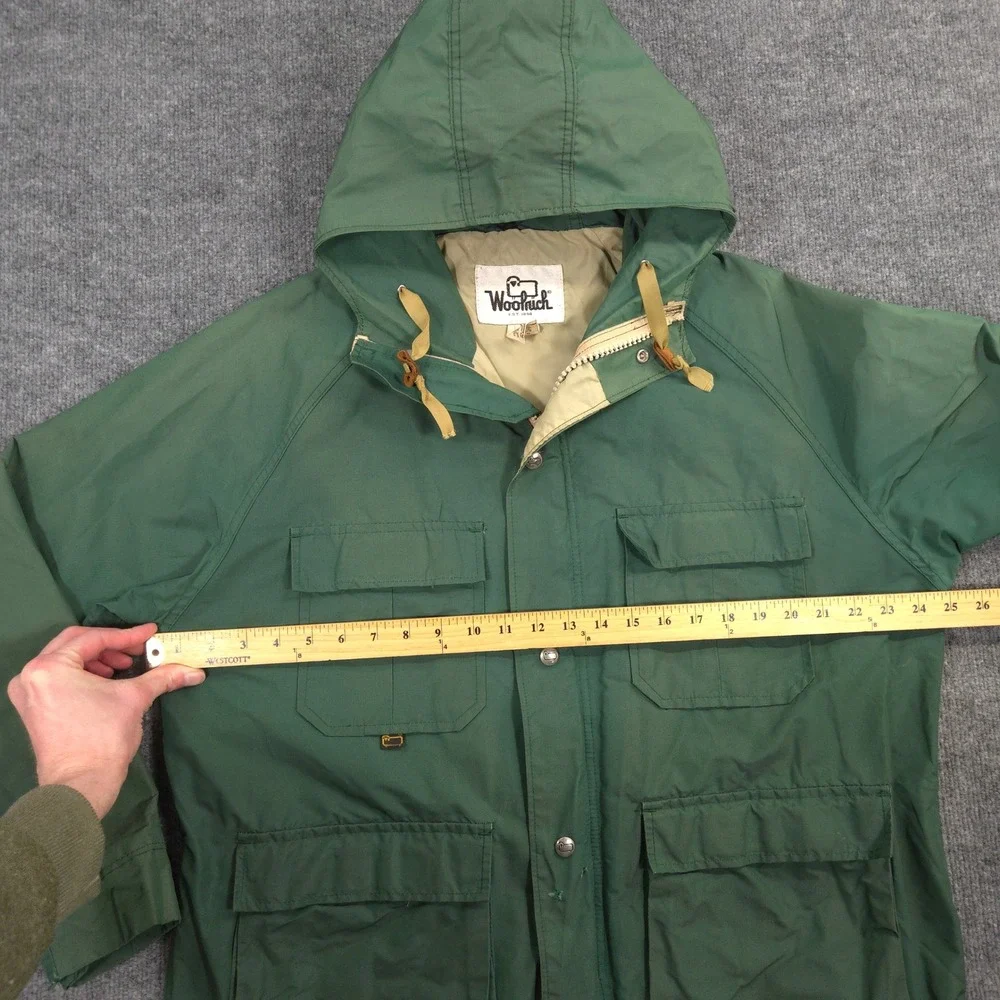 Vintage Woolrich Parka Jacket Mens M‎ Spruce Green Hooded Lined Utility Pockets